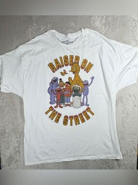 Sesame Street Men’s Raised on the Street 100% Cotton Graphic Retro T-Shirt XXL